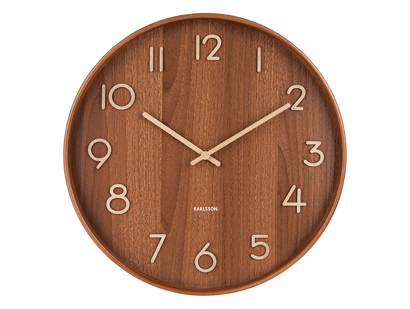 Wall clock Pure large dark basswood - Majorr