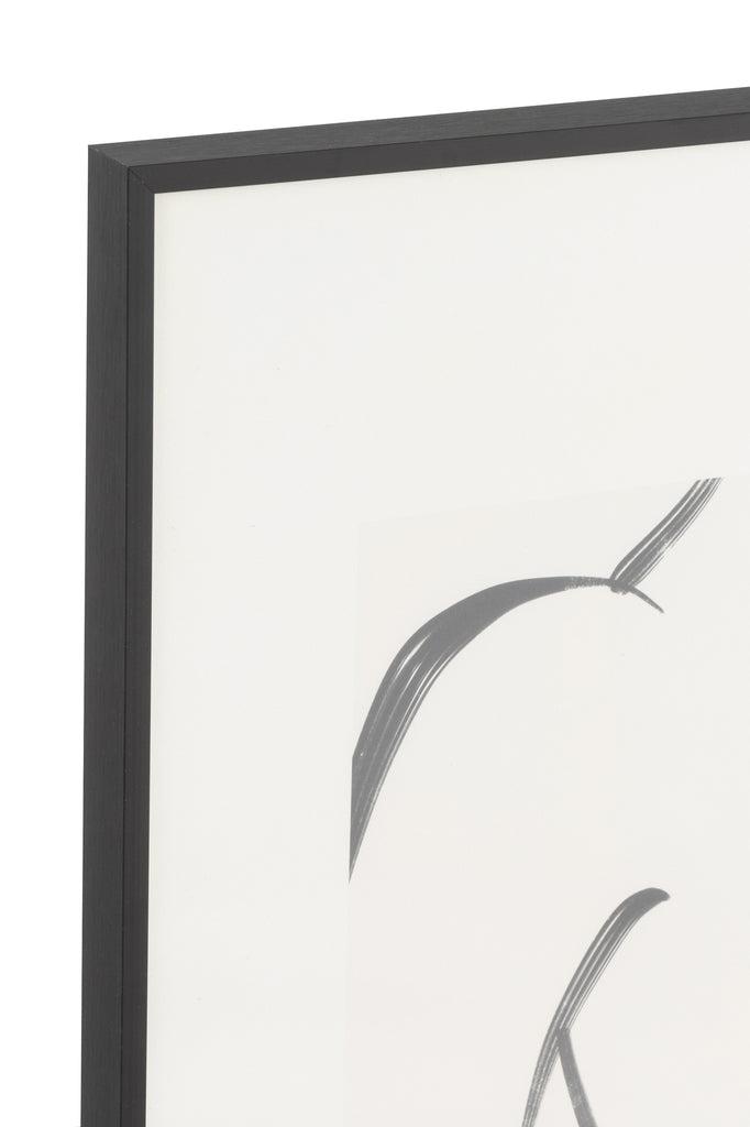 Wall Deco Woman Line Drawing Glass/Aluminium Black/White