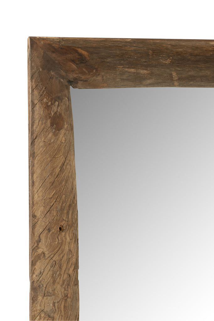 Wall Mirror Rectangle Wood Brown Large - Majorr