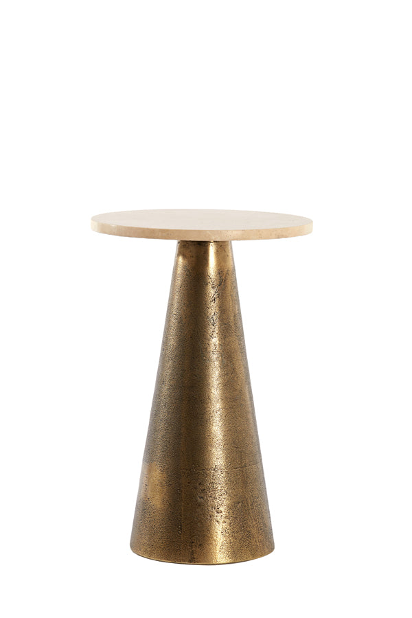 Side table 29x43 cm YNEZ travertine sand+antique bronze - Majorr
