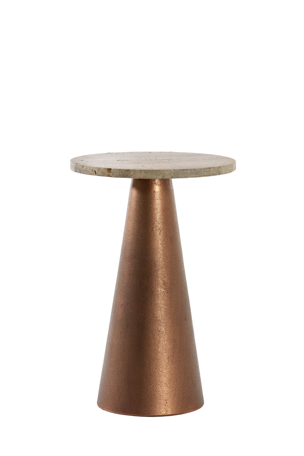 Side table 29x43 cm YNEZ travertine brown+copper - Majorr