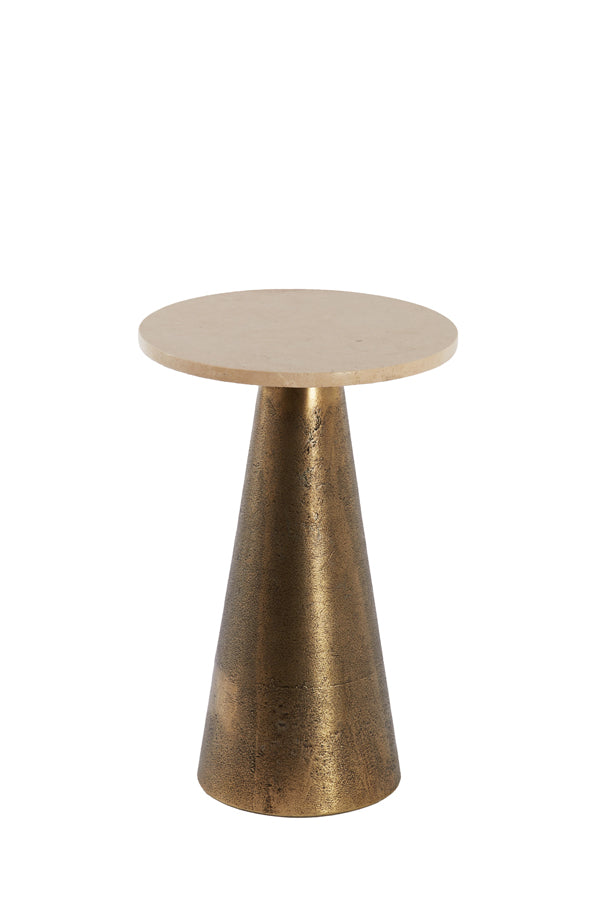 Side table 29x43 cm YNEZ travertine sand+antique bronze - Majorr