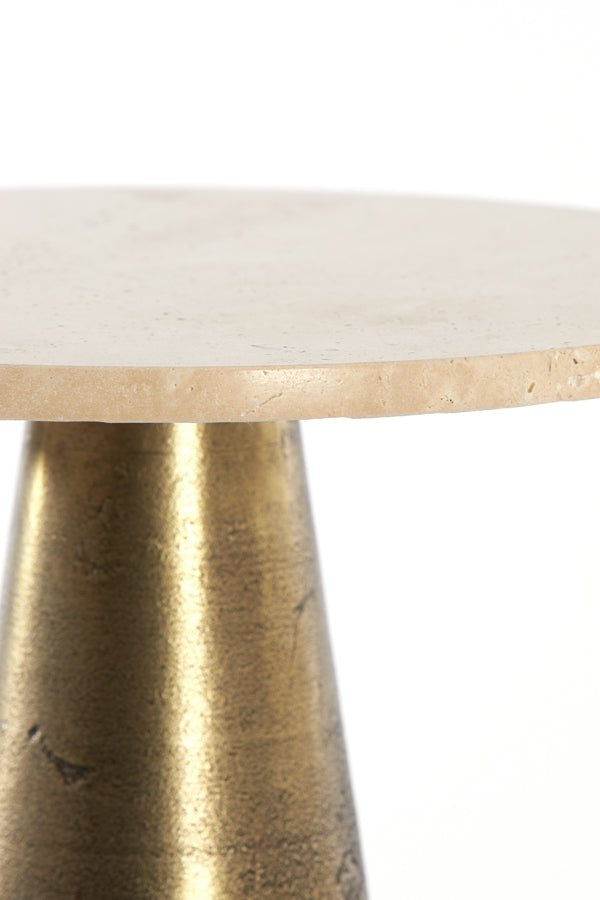 Side table 29x43 cm YNEZ travertine sand+antique bronze - Majorr