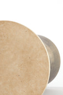 Side table 29x43 cm YNEZ travertine sand+antique bronze - Majorr