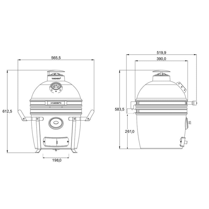 BBQ Kamado 13 "Compact met Draagbaar Onderstel - Majorr