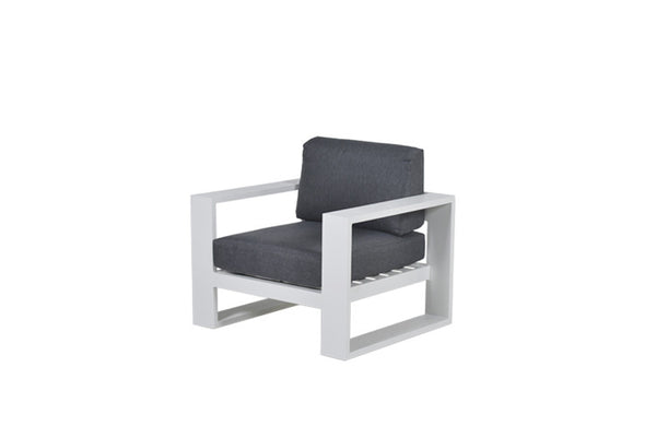 Garden Impressions Cube lounge fauteuil - mat wit/ reflex black - Majorr