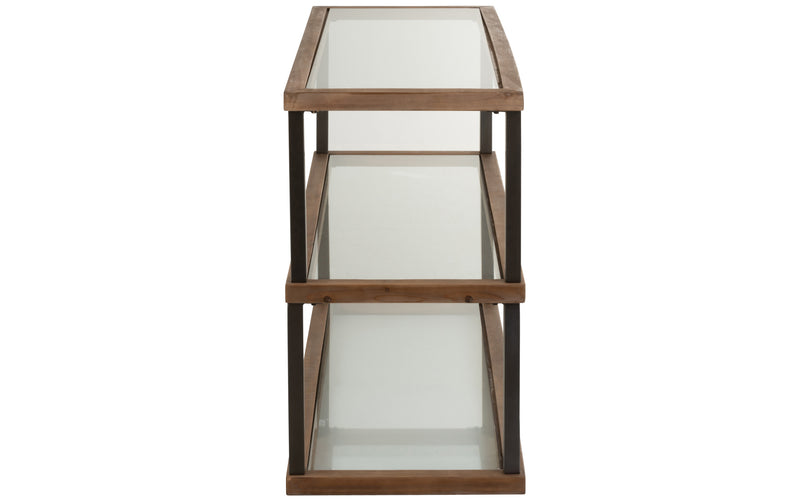 J Line Console 3 Niveaus Glas/ Hout Bruin - Majorr