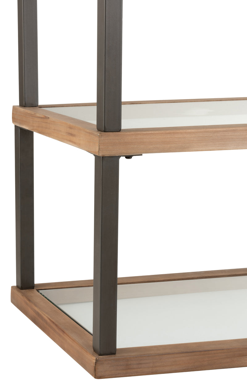 J Line Console 3 Niveaus Glas/ Hout Bruin - Majorr