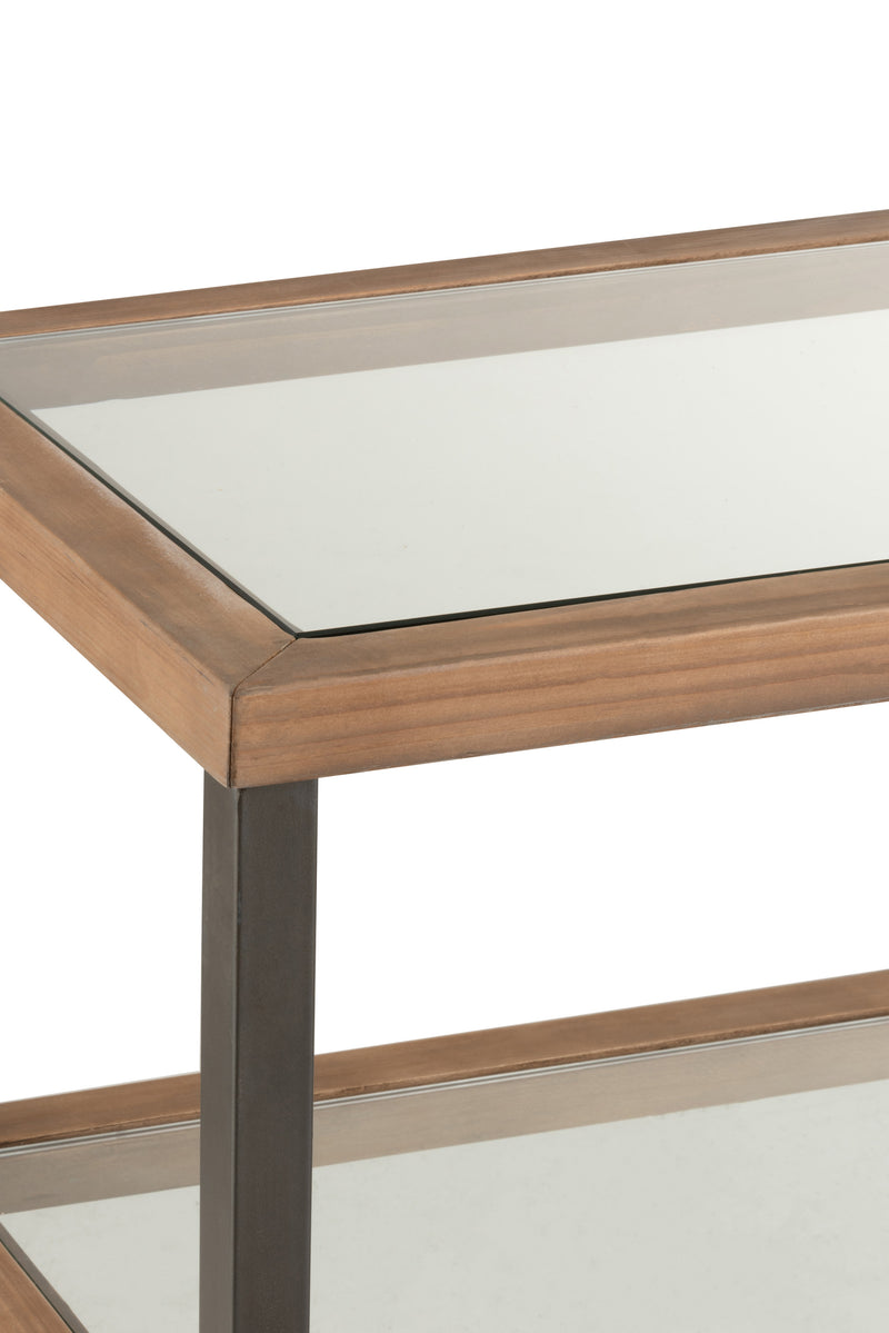 J Line Console 3 Niveaus Glas/ Hout Bruin - Majorr