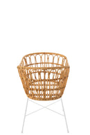 J Line Kinderbed+Matras Rotan/ Metaal Naturel/ Wit - Majorr