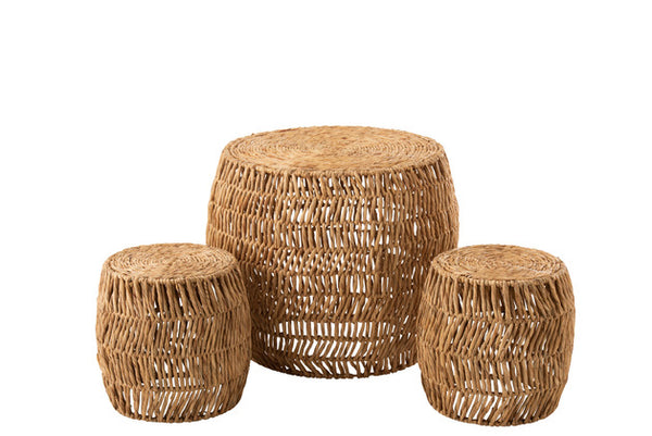 J Line Set Tafel+2 Krukken Mauri Waterhyacinth Naturel - Majorr