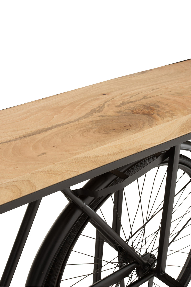 J Line Console Fiets Metaal/ Mangohout Zwart/ Naturel - Majorr