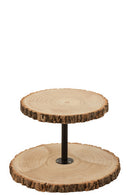 J Line Plateau 2 Niveaus Rond Paulowniahout Naturel - Majorr