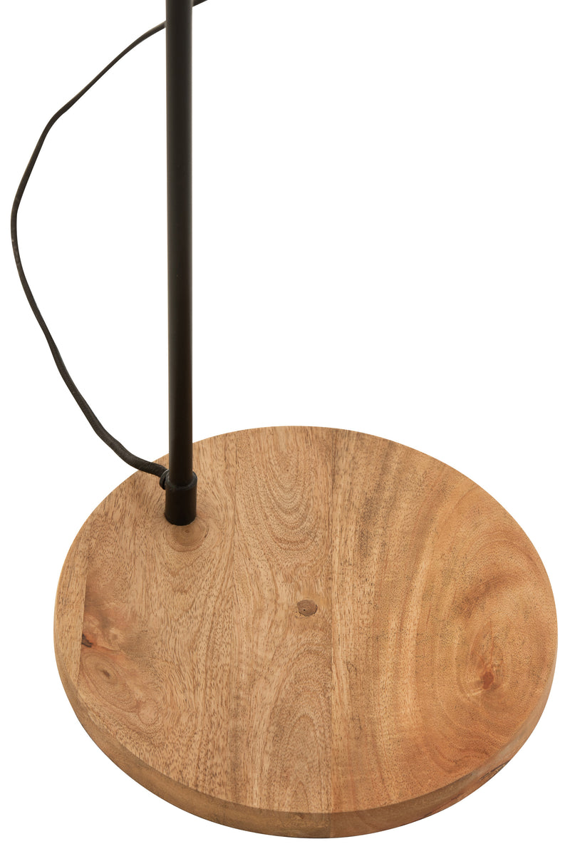 J Line Staande Lamp Evy Ijzer/ Hout Zwart/ Naturel - Majorr