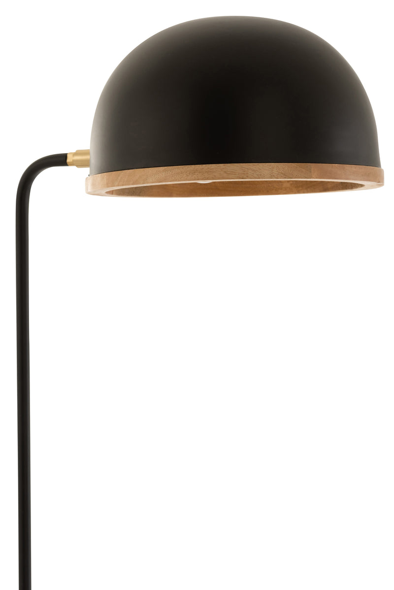 J Line Staande Lamp Evy Ijzer/ Hout Zwart/ Naturel - Majorr