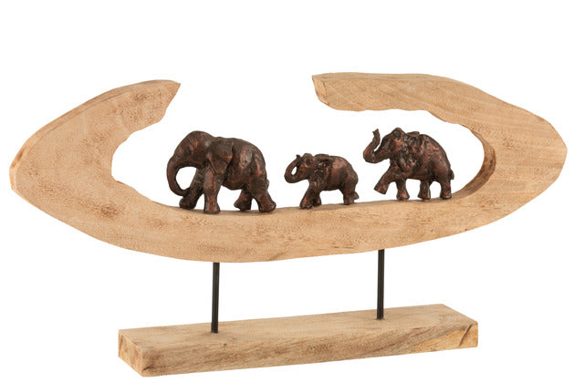 J Line Fi Olifant Rij Op voet Mangohout/ Aluminium Bronze - Majorr