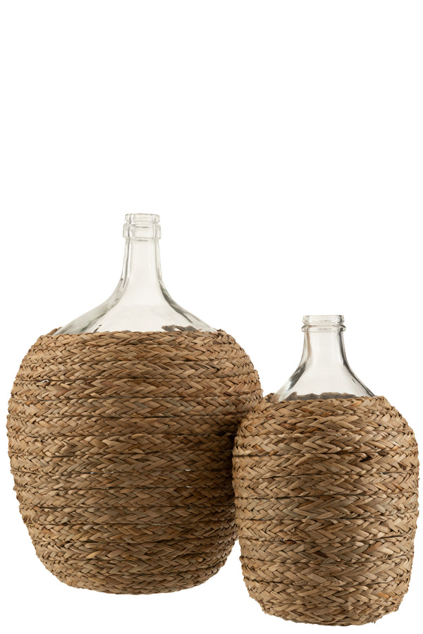 J Line Fles Bedekt Gras/Glas Naturel L - Majorr