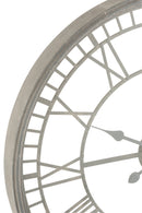 J Line Klok Romeinse Cijfers Metaal/ Glas Grijs - Majorr