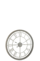 J Line Klok Romeinse Cijfers Metaal/ Glas Grijs - Majorr