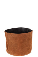 J Line Opbergmand Rond Laag Leder Cognac - Majorr