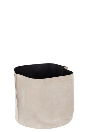 J Line Opbergmand Rond Laag Leder Beige - Majorr