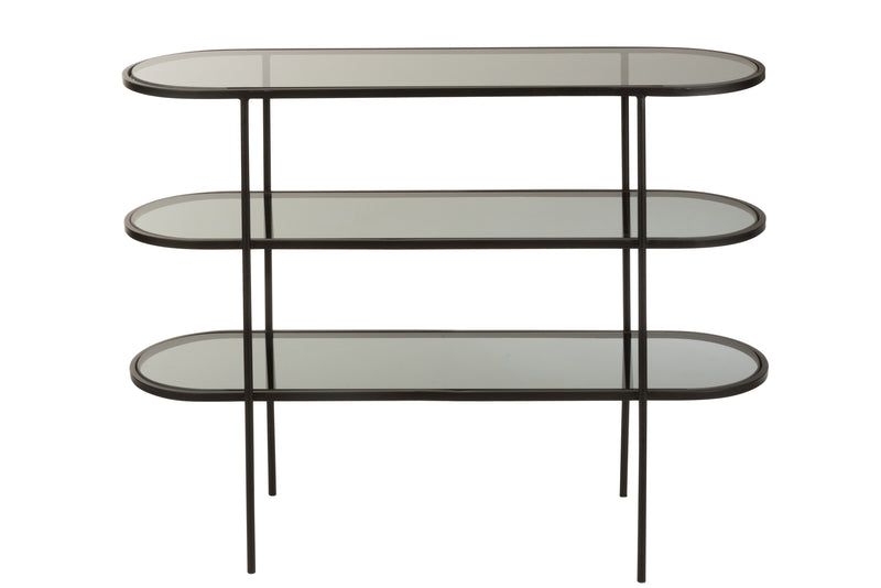 J Line Dressoir 3 Niveau Metaal/ Glas Zwart - Majorr