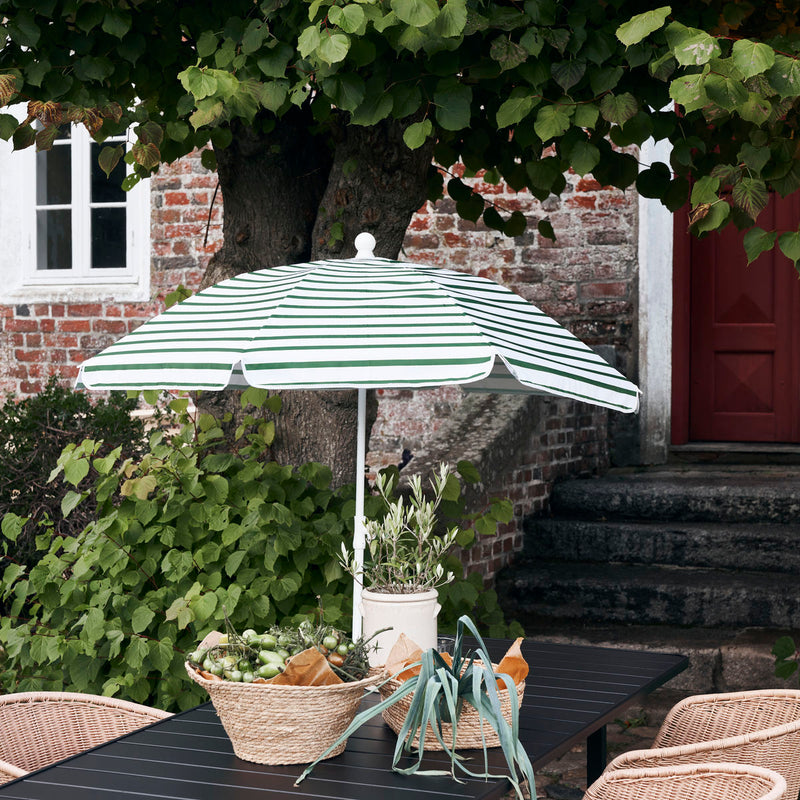 House Doctor Strand- of tuinparasol, Oktogon, Groen/Wit - Majorr