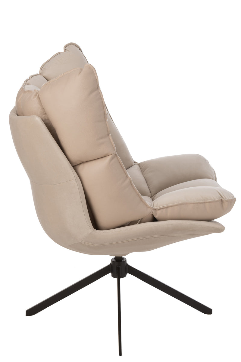 J Line Stoel Relax Kussen Op Frame Textiel/ Metaal Beige - Majorr