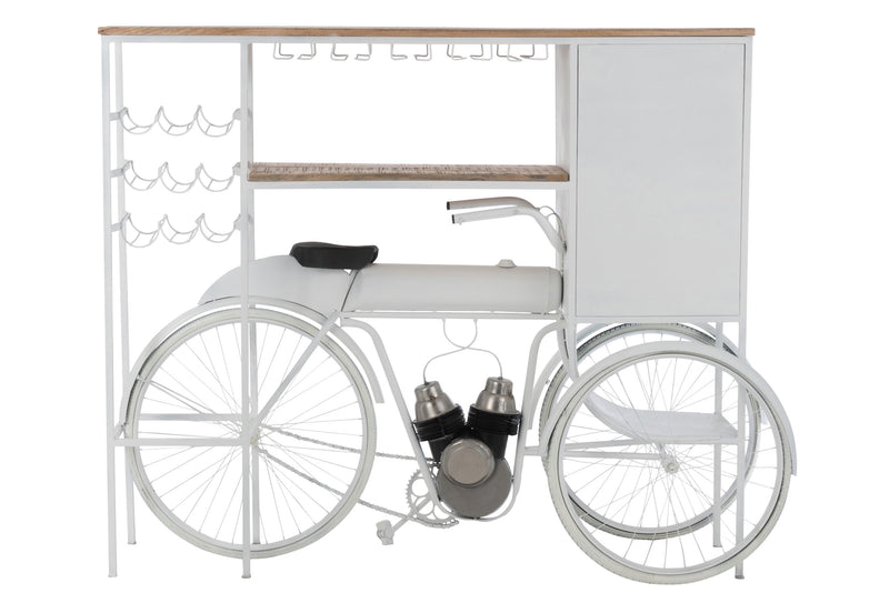 J Line Bar Fiets Metaal/ Mangohout Wit/Naturel - Majorr