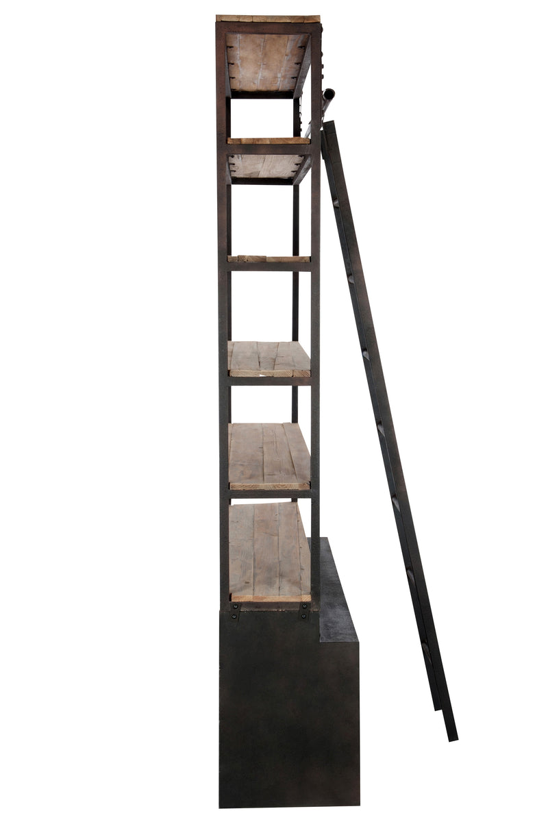 J Line Wandkast met Ladder 4 Schappen Hout/ Metaal Naturel/Bruin 160x45x243 Cm - Majorr