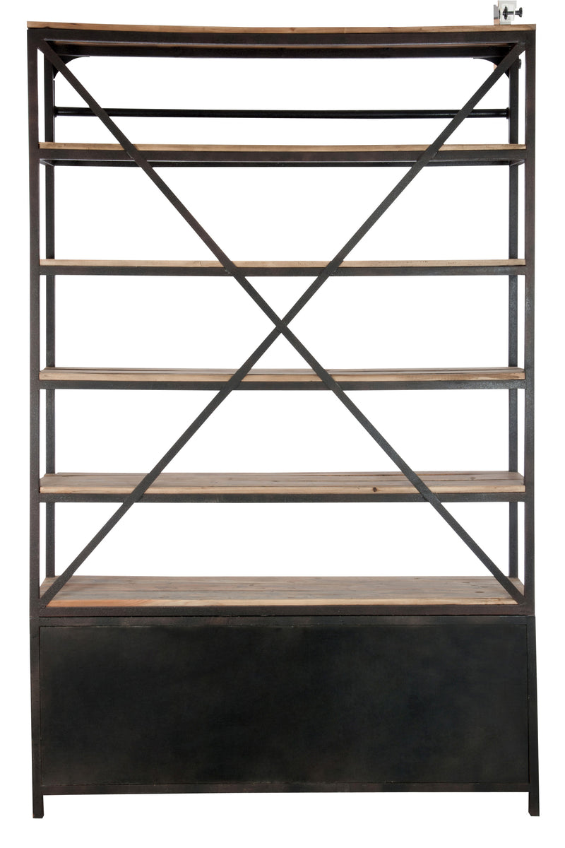 J Line Wandkast met Ladder 4 Schappen Hout/ Metaal Naturel/Bruin 160x45x243 Cm - Majorr