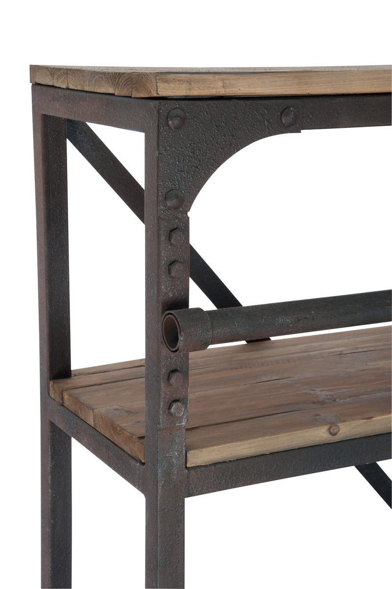 J Line Wandkast met Ladder 4 Schappen Hout/ Metaal Naturel/Bruin 160x45x243 Cm - Majorr