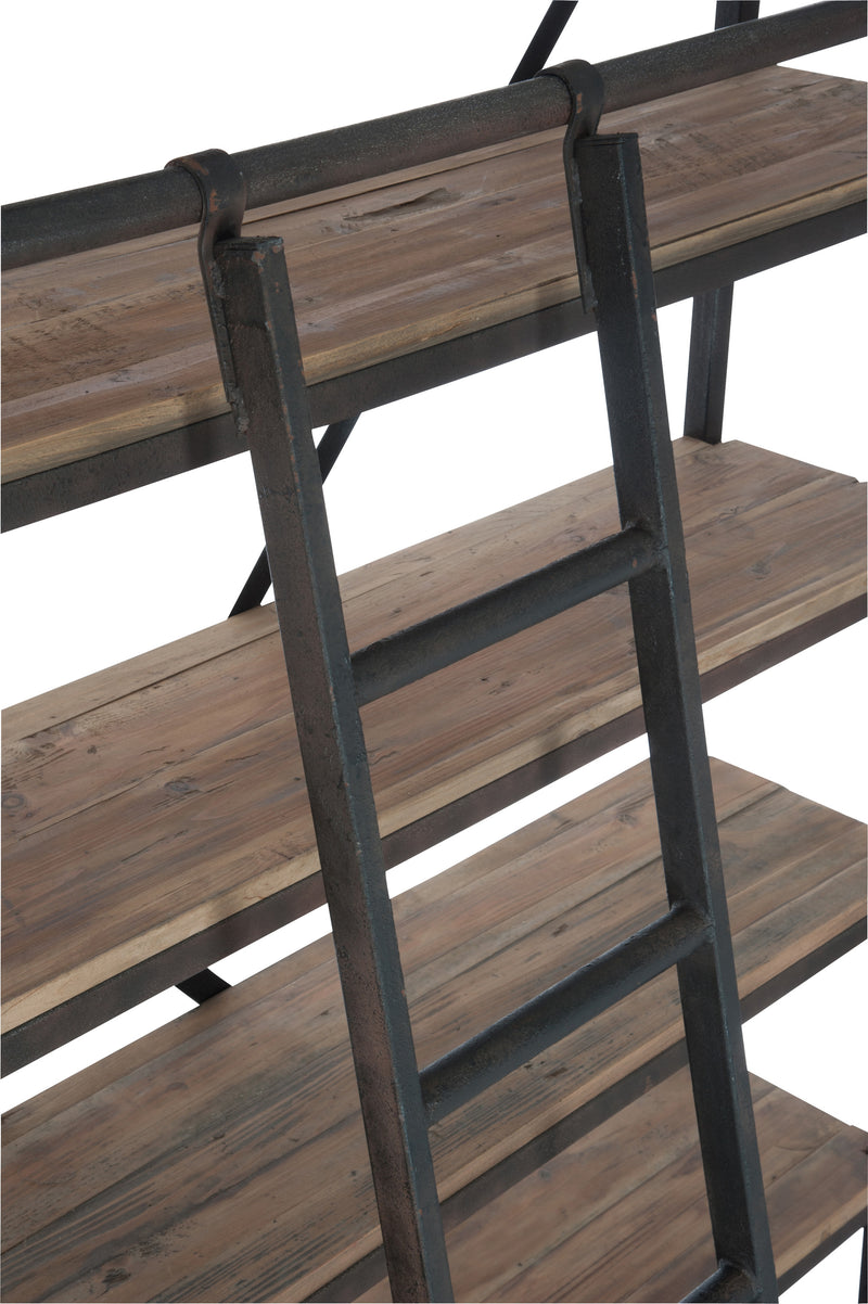 J Line Wandkast met Ladder 4 Schappen Hout/ Metaal Naturel/Bruin 160x45x243 Cm - Majorr