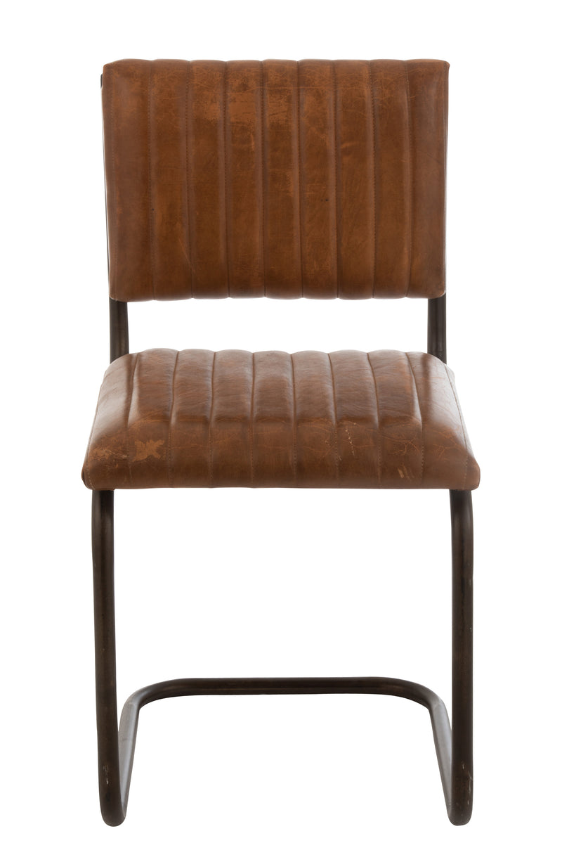 J Line Eetkamerstoel Modern Leder/ Metaal Cognac - Majorr