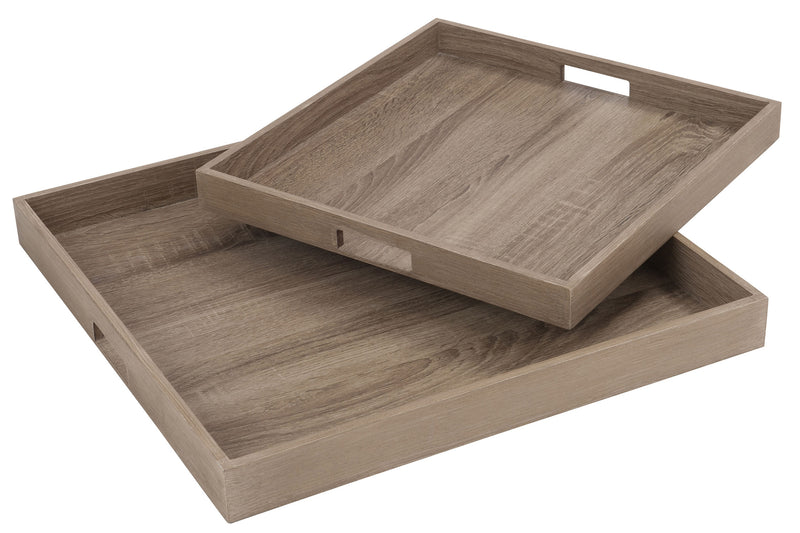 J Line Set 2 Plateau Vierkant Hout Naturel - Majorr