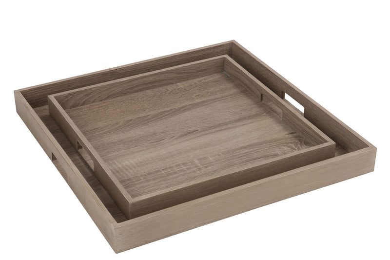 J Line Set 2 Plateau Vierkant Hout Naturel - Majorr