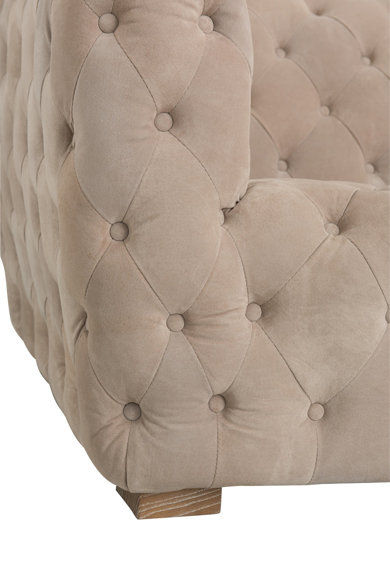 J Line Sofa 3 Zit Knopen Suede Beige - Majorr