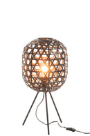 J Line Tafellamp Trip Rond Bamboe/ Metaal Zwart - Majorr