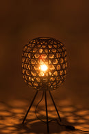 J Line Tafellamp Trip Rond Bamboe/ Metaal Zwart - Majorr