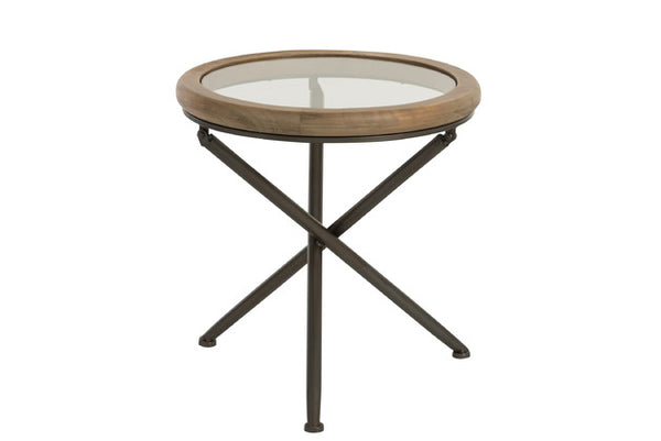 J Line Tafel Rond Hout/ Glass Bruin S - Majorr