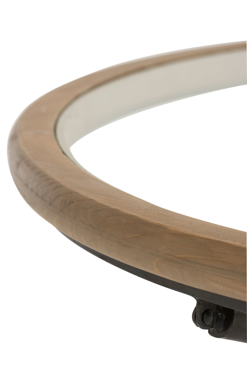 J Line Tafel Rond Hout/ Glass Bruin L - Majorr