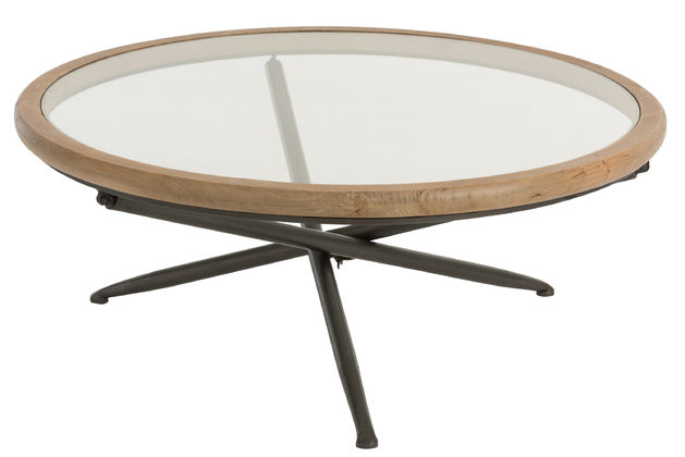 J Line Tafel Rond Hout/ Glass Bruin L - Majorr