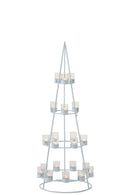 J Line Boom 21 Theelichthouder Metaal/ Glas Wit - Majorr