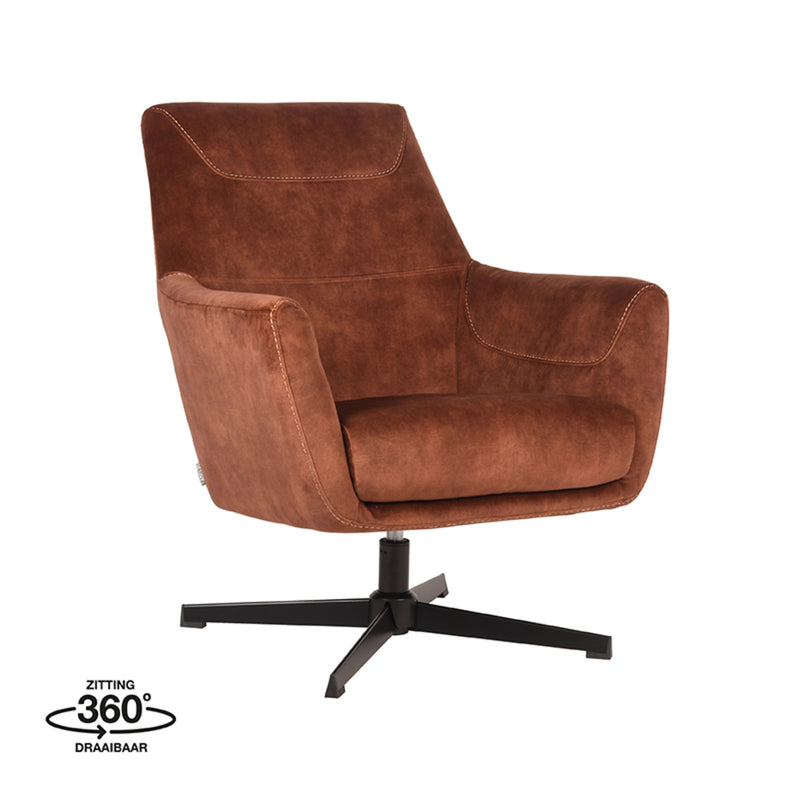 LABEL51 Fauteuil Toby - Rust - Velours - Majorr