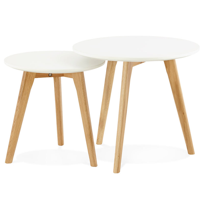 Kokoon Design - Set van 2 Bijzettafels ESPINO - Design lage tafel - Wit - Majorr