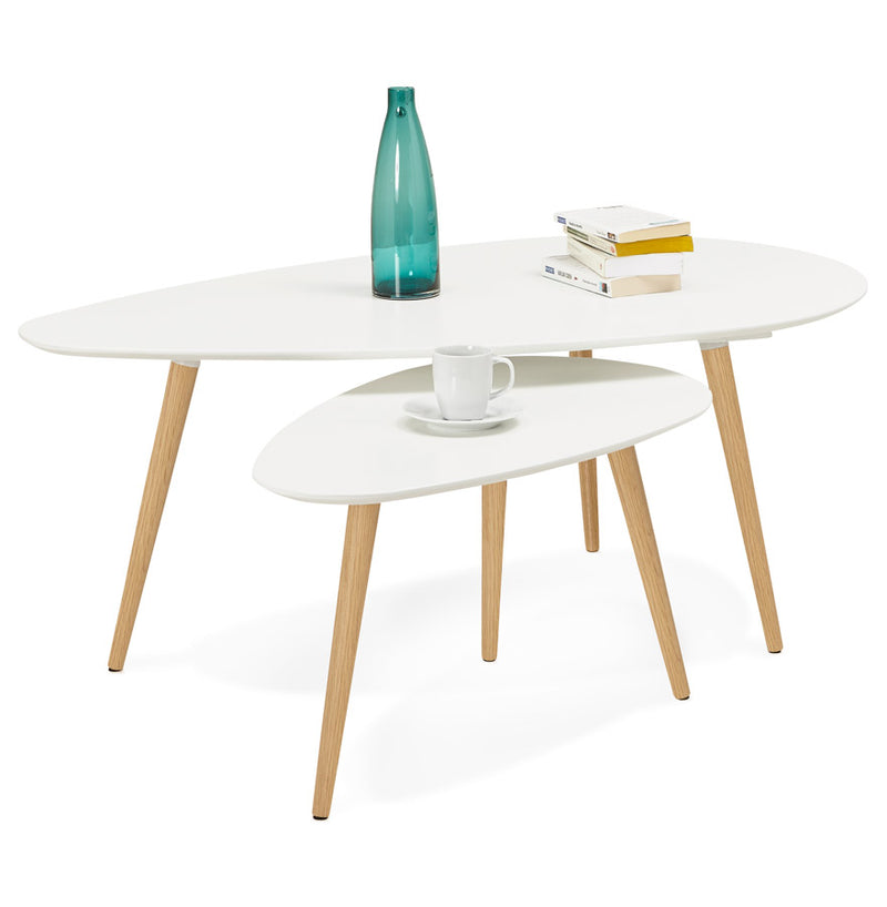 Kokoon Design - Set van 2 Salontafels GOSMI - Design lage tafel - Wit - Majorr