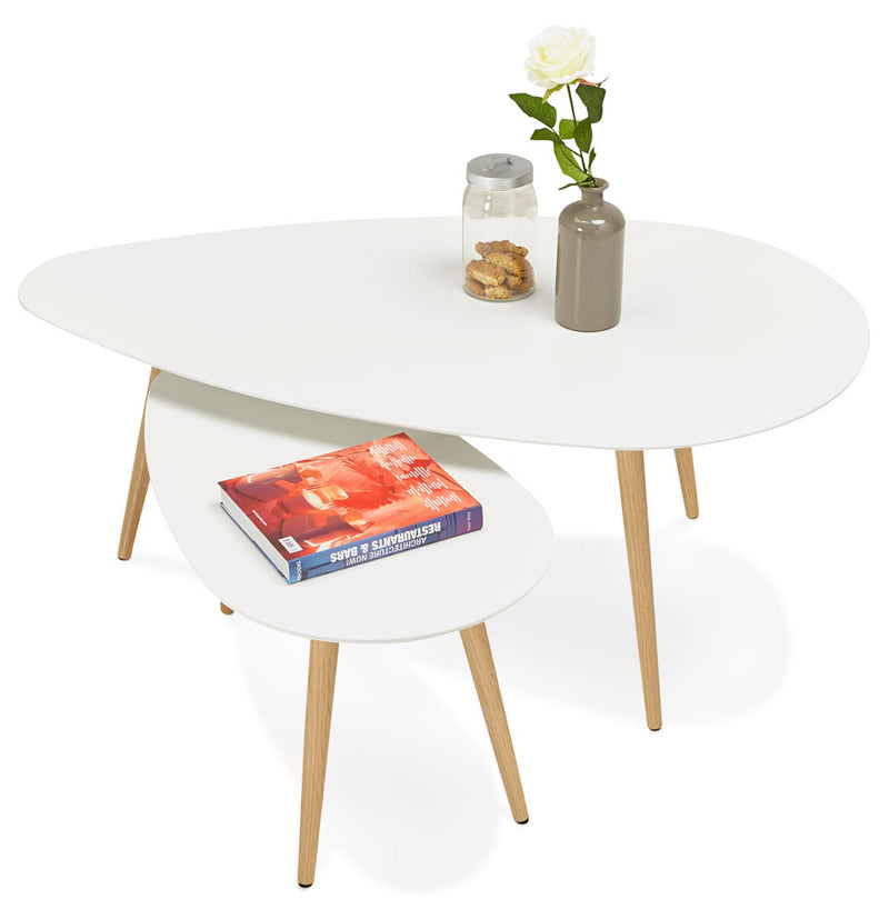 Kokoon Design - Set van 2 Salontafels GOSMI - Design lage tafel - Wit - Majorr