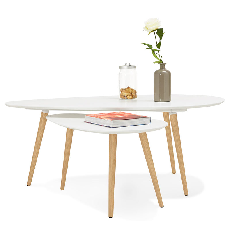 Kokoon Design - Set van 2 Salontafels GOSMI - Design lage tafel - Wit - Majorr
