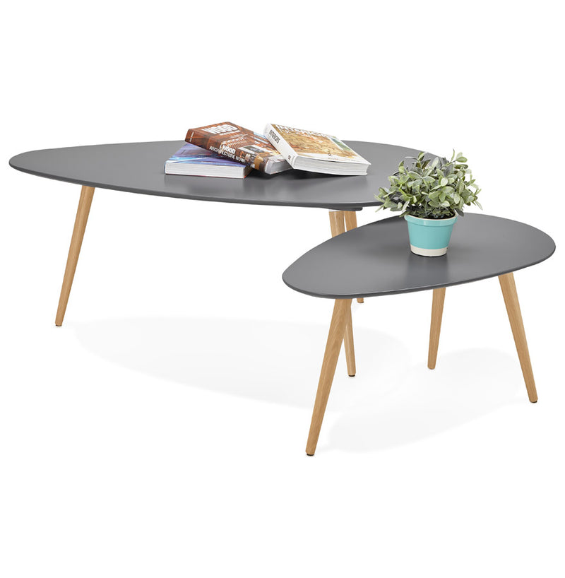 Kokoon Design - Set van 2 Salontafels GOSMI - Design lage tafel - Donkergrijs - Majorr