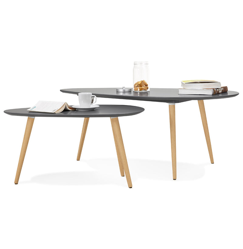 Kokoon Design - Set van 2 Salontafels GOSMI - Design lage tafel - Donkergrijs - Majorr